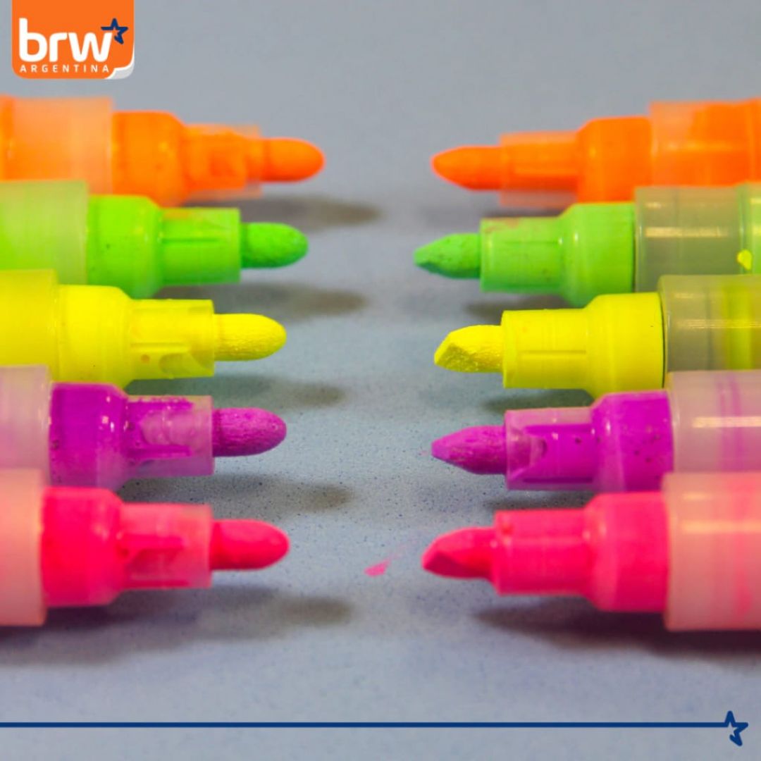 MARCADOR BRW EVOKE ACRYLIC TINTA ACRILICA PERMANENTE BLISTER X5 COLORES NEON - OFERTA HASTA AGOTAR STOCK